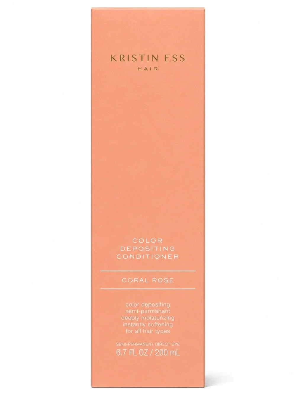 Kristin Ess Hair Color Depositing Conditioner in Coral Rose.